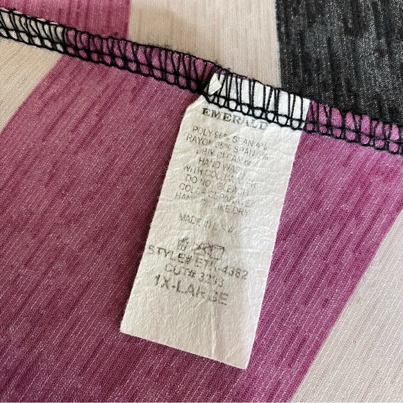 Emerald Purple Striped V-Neck A-Frame Long Length Leggings Tunic - Picture 6 of 6